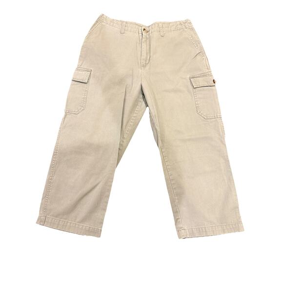 Cherokee Denim - Women's Cherokee Cargo Cropped Light Green Khaki Cotton Pants Size 10